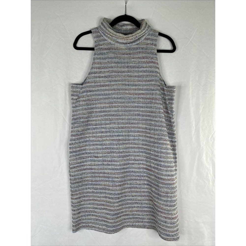 Akemi Kin Anthropologie Dress Women Size M Textured Striped Sleeveless Mock Neck